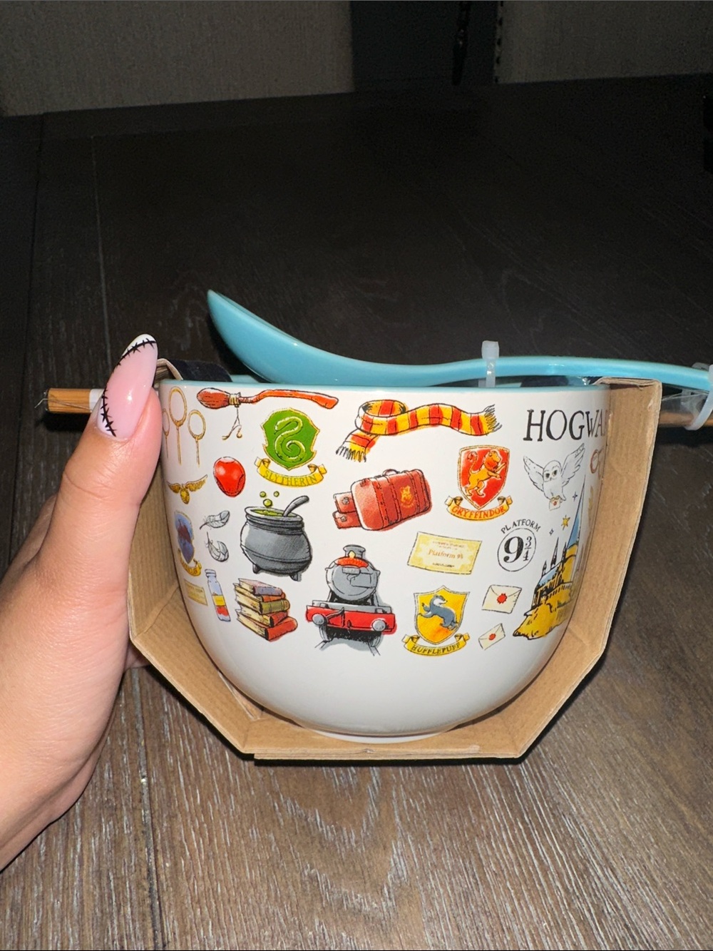 New Harry Potter Ceramic Bowl With Chopsticks and Spoon